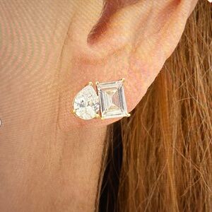 Radiance by Absolute Toi et Moi 9.90ctw  Goldtone Stud Earrings